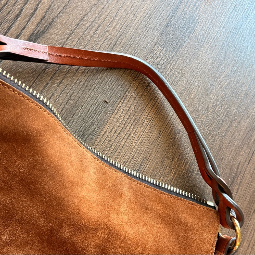 Dooney & Bourke Cognac Suede Shoulder Bag with Leather Trim - Picture 7 of 7